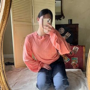 joie peach orange crewneck knit sweater